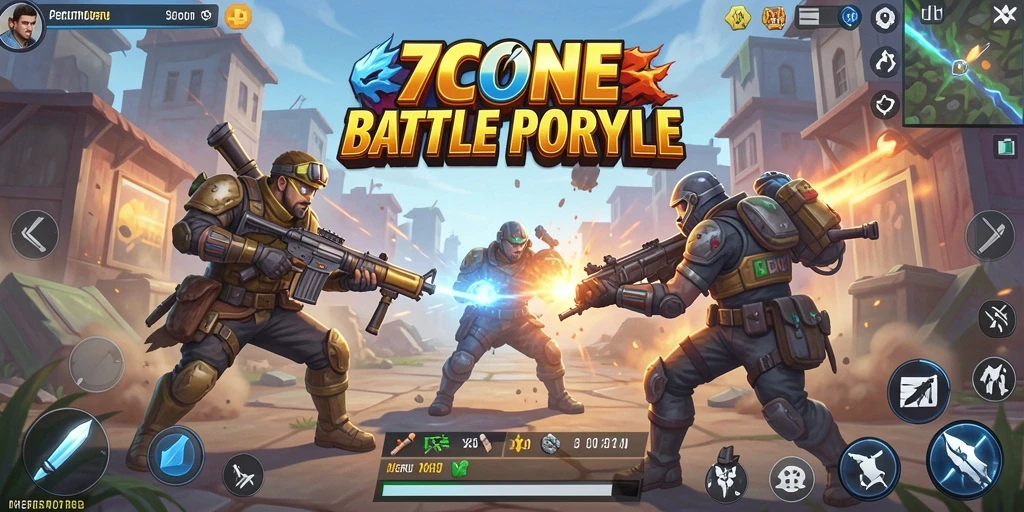 Tampilan menarik dari gameplay Battle Royale di 7CONE.