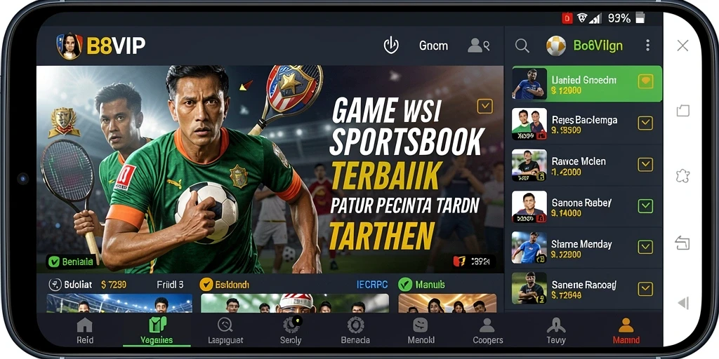 Tampilan utama B8VIP yang menarik dan fungsional untuk taruhan olahraga.
