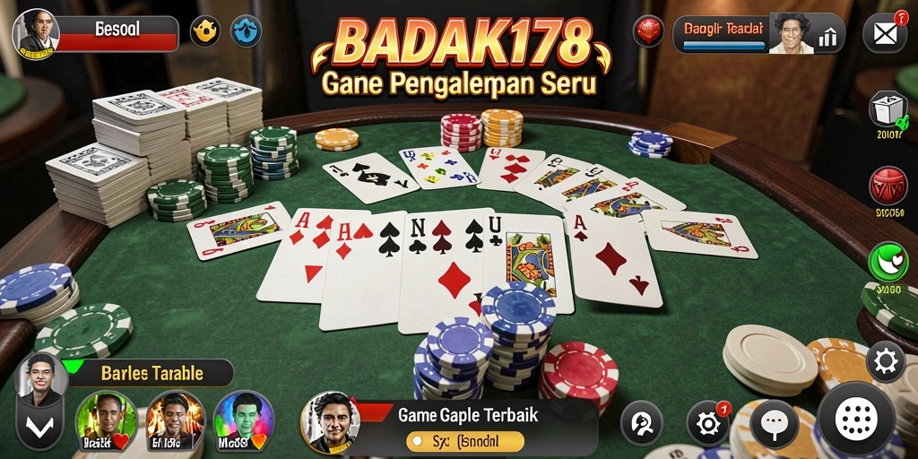 Tampilan gameplay seru dari BADAK178 saat bermain Gaple.