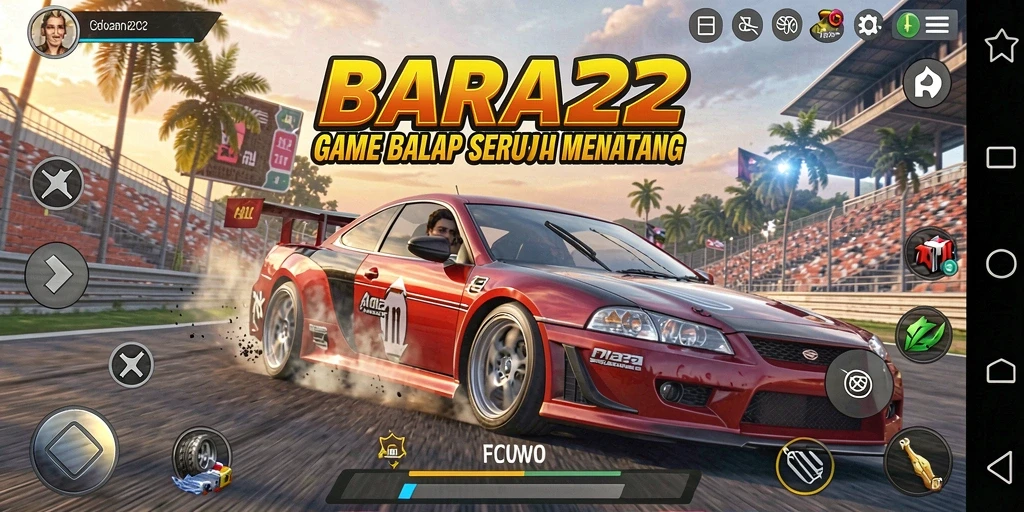 Tampilan gameplay BARA22 yang mendebarkan saat balapan.