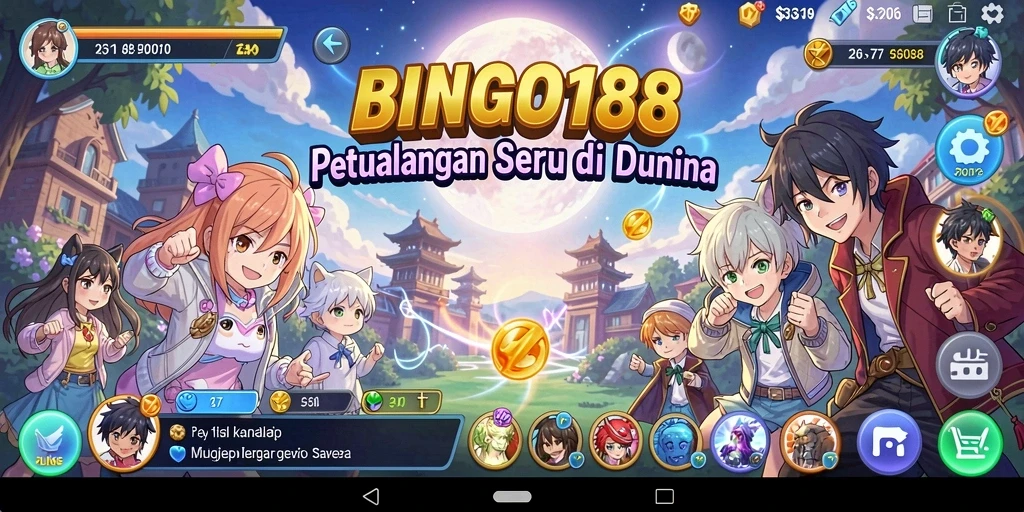 Screenshot utama BINGO188 menampilkan karakter Anime yang sedang bertarung.