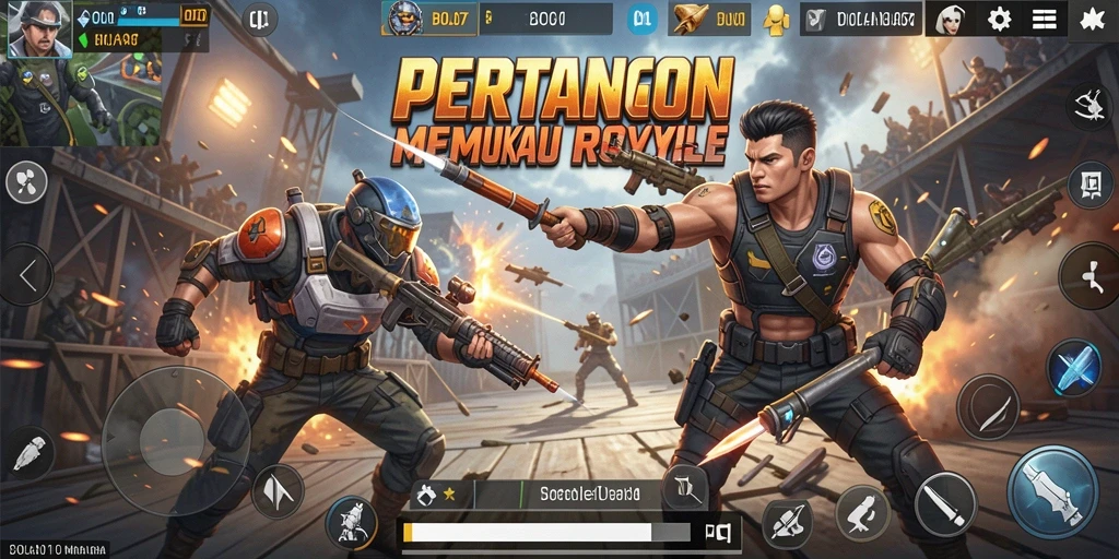 Screenshot menunjukkan aksi seru dalam pertempuran Battle Royale di BOLA07.