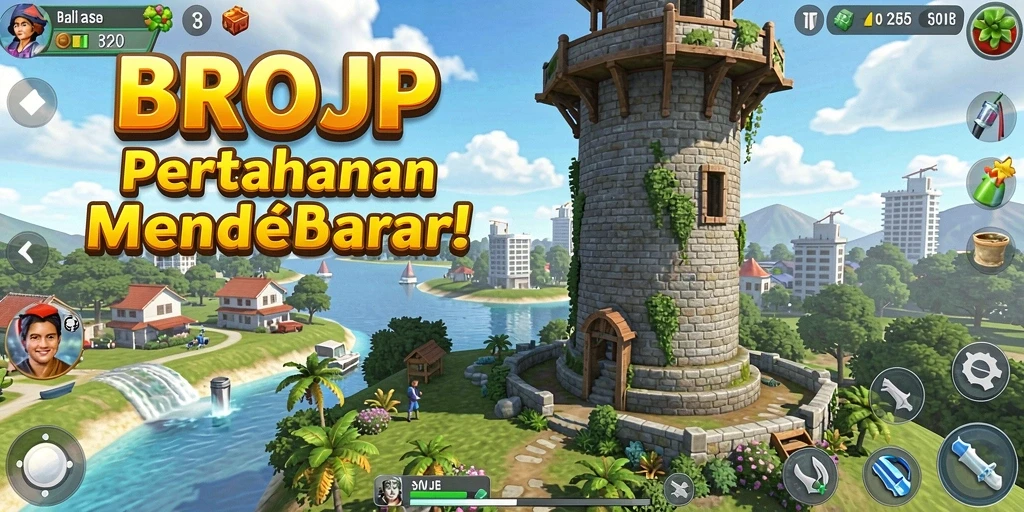 Tampilan menarik dari gameplay Tower Defense BROJP.