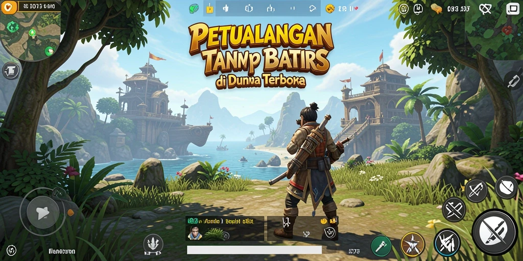 Screenshot D73 menampilkan petualangan tanpa batas di dunia terbuka.