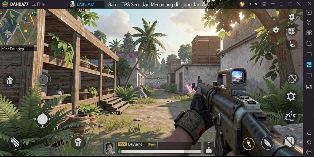 Tangkapan layar gameplay DAHLIA77 menampilkan aksi mendebarkan dalam TPS.