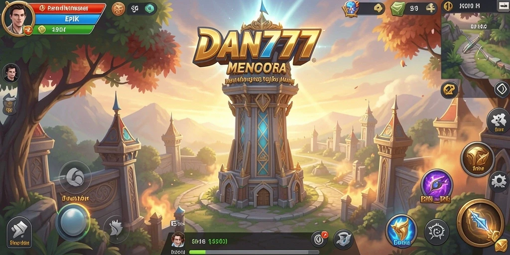 Screenshot gameplay <strong>DAN777</strong> menampilkan pertahanan menara yang dinamis dan seru.