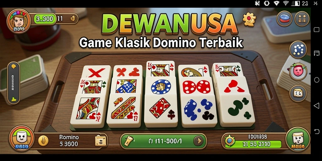 Tampilan gameplay seru DEWANUSA dengan teman-teman di meja Domino.