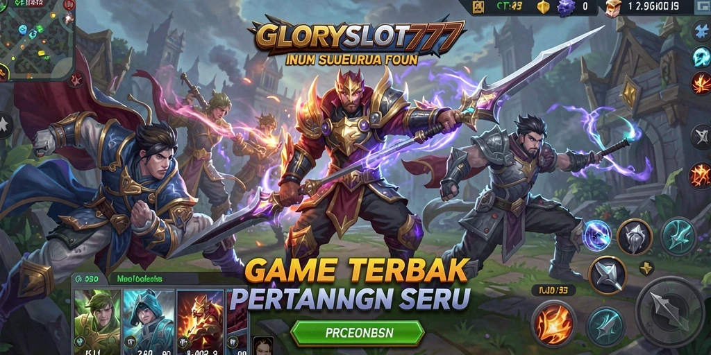 Tampilan gameplay seru di GLORYSLOT777 dengan aksi MOBA yang mendebarkan.