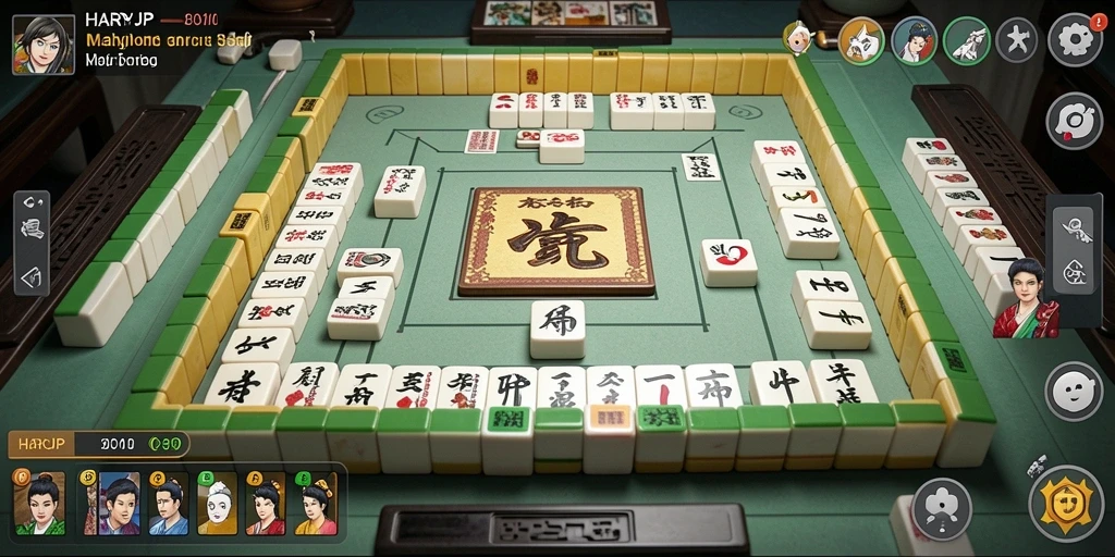 Tampilan gameplay seru dalam HARAPJP dengan grafis Mahjong yang mengagumkan.