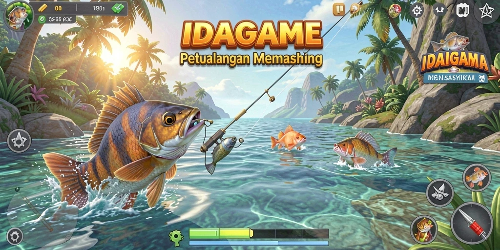 Gameplay memancing yang seru dan menegangkan di IDAGAME.