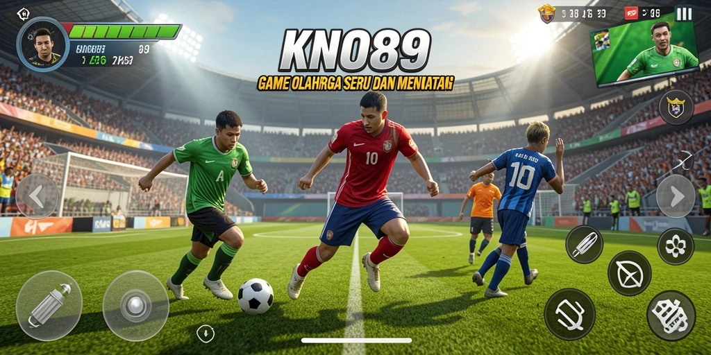 Screenshot gameplay KNO89 menampilkan aksi olahraga yang intens.