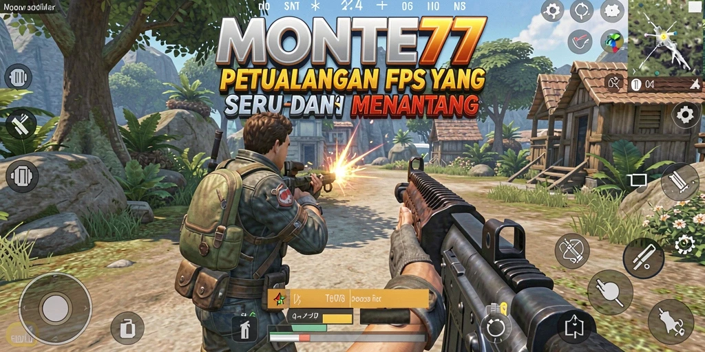 Tampilan gameplay mendebarkan di MONTE77 dengan aksi FPS yang cepat.