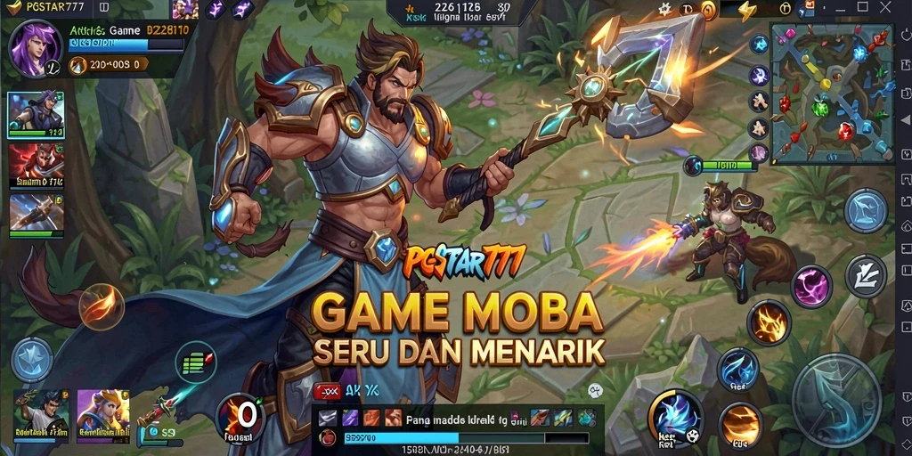 Screenshot PGSTAR777 menampilkan aksi seru dalam pertempuran MOBA.