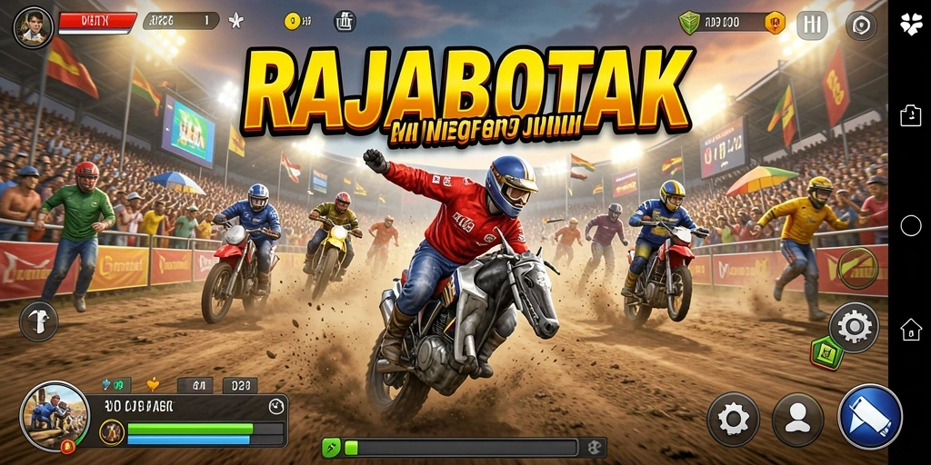 Screenshot gameplay RAJABOTAK menampilkan balapan yang seru dan mendebarkan.