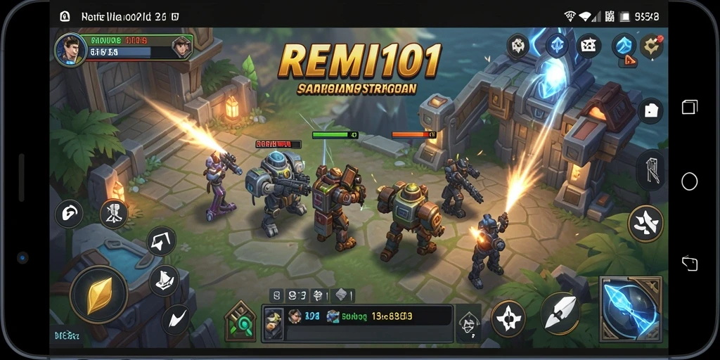 Screenshot utama gameplay menampilkan aksi strategis yang seru dari REMI101.