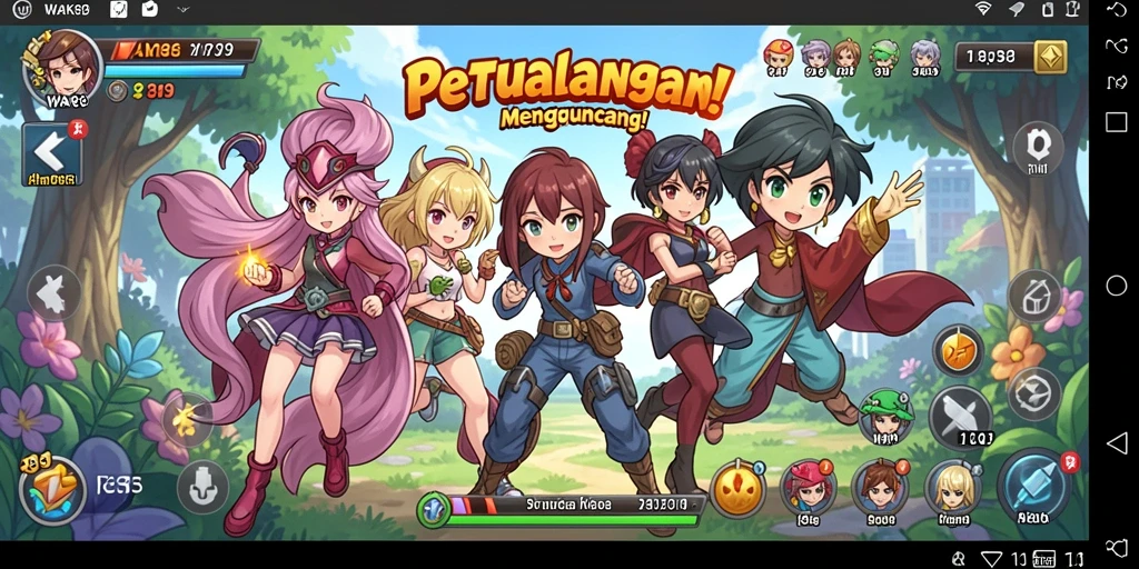 Tampilan gameplay seru dengan karakter anime favorit.