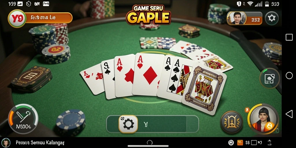 Screenshot gameplay Y89 menampilkan suasana permainan Gaple yang seru.